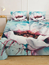 Moda Rapido X KLOTTHE Blue & Pink Floral 400 TC Bedsheet with 2 Pillow Covers