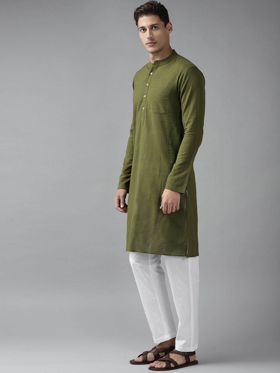 See Designs Men Green Regular Pure Cotton Kurta with Pyjamas