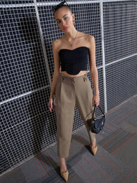 SASSAFRAS Women Beige High-Rise Trousers