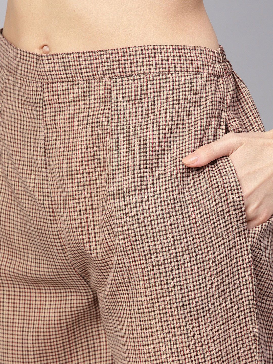Gerua By Libas Women Brown  Maroon Striped Kurta with Trousers