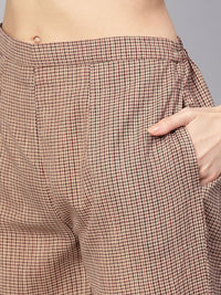 Gerua By Libas Women Brown  Maroon Striped Kurta with Trousers