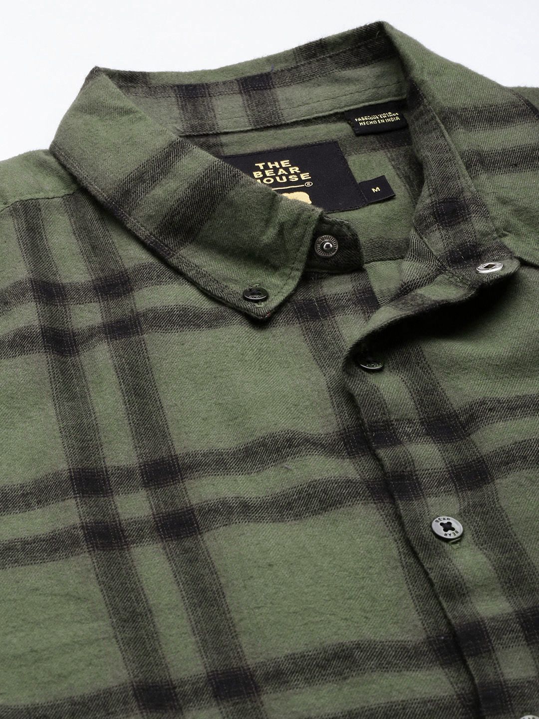 THE BEAR HOUSE Slim Fit Checked Pure Cotton Casual Shirt