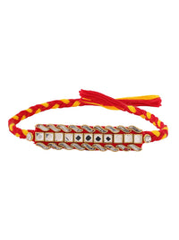 Voylla Elegant Kundan Stone Studded Thread Rakhi With Roli Chawal