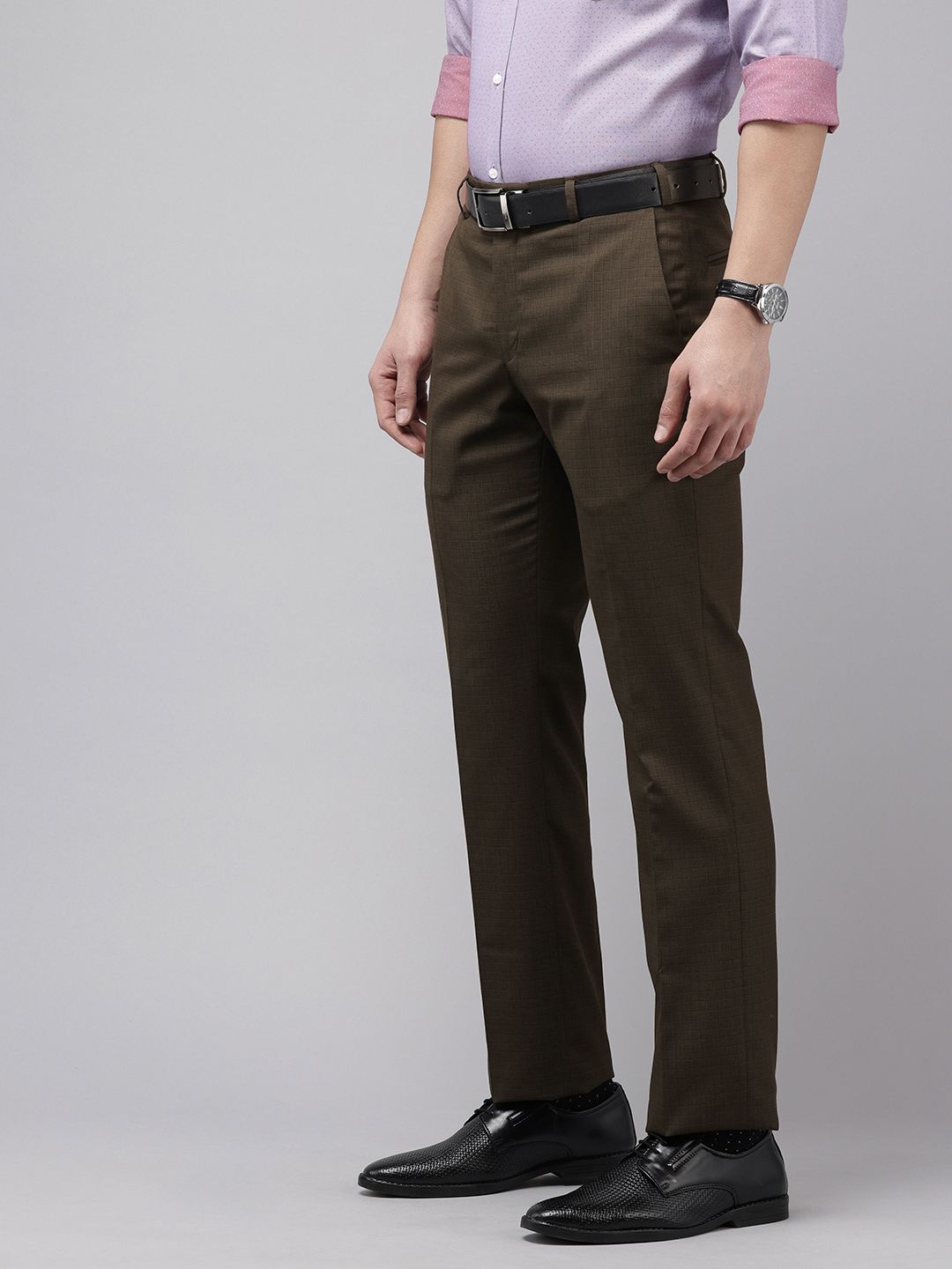 Park Avenue Men Checked Formal Trousers