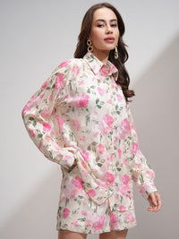 ESPYR By Tokyo Talkies Women Textured Jacquard Shirt Shorts Co-Ord Set