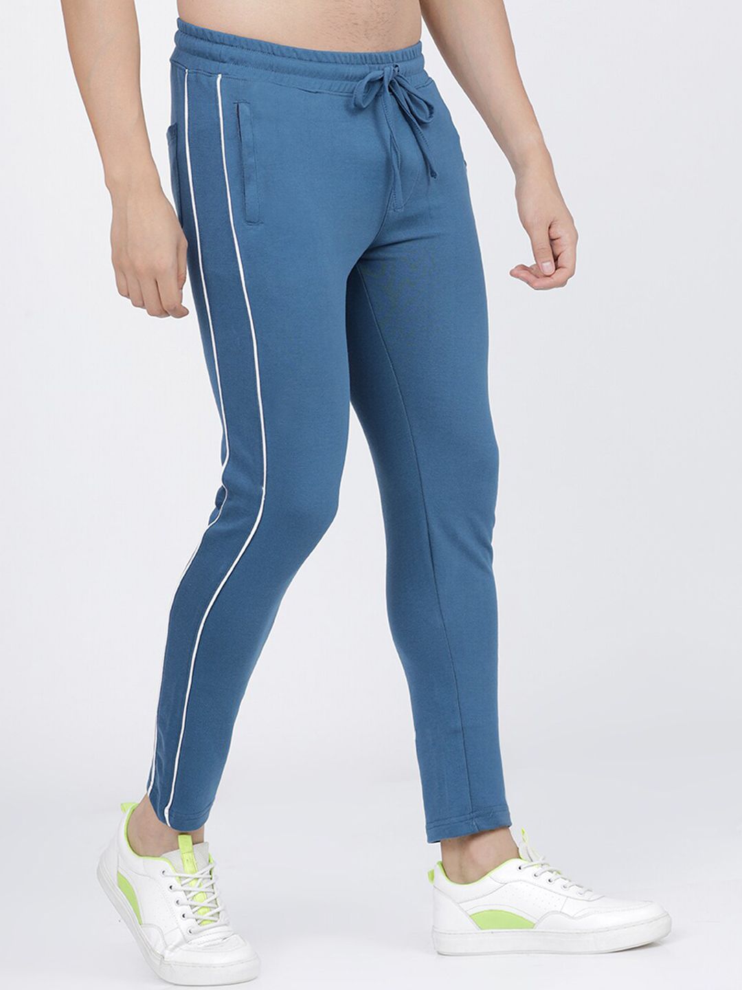 The Indian Garage Co Men Teal Blue Solid Slim-Fit Track Pants