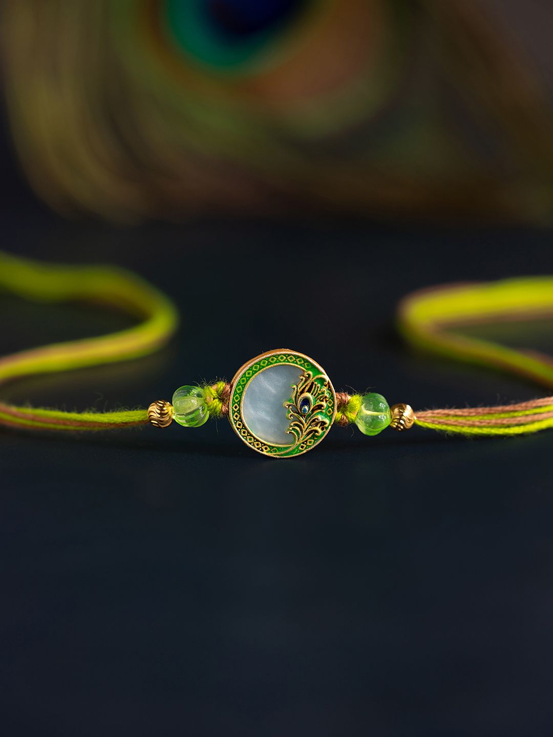 Voylla Vibrant Peacock Mor Pankh Benang Manik Rakhi