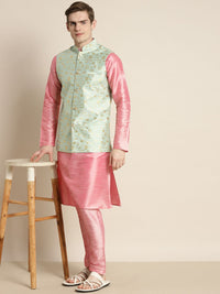 SOJANYA Men Pink Kurta with Churidar