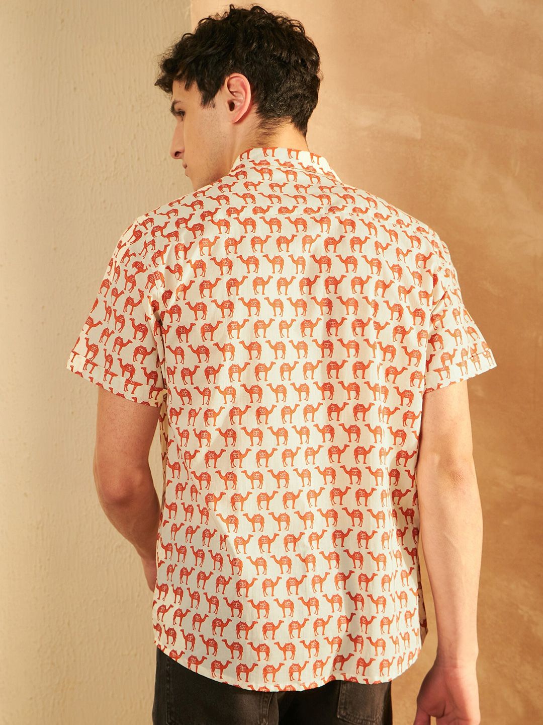 DENNISON Smart Ethnic Motifs Printed Spread Collar Cotton Relaxed Lightweight Shirt