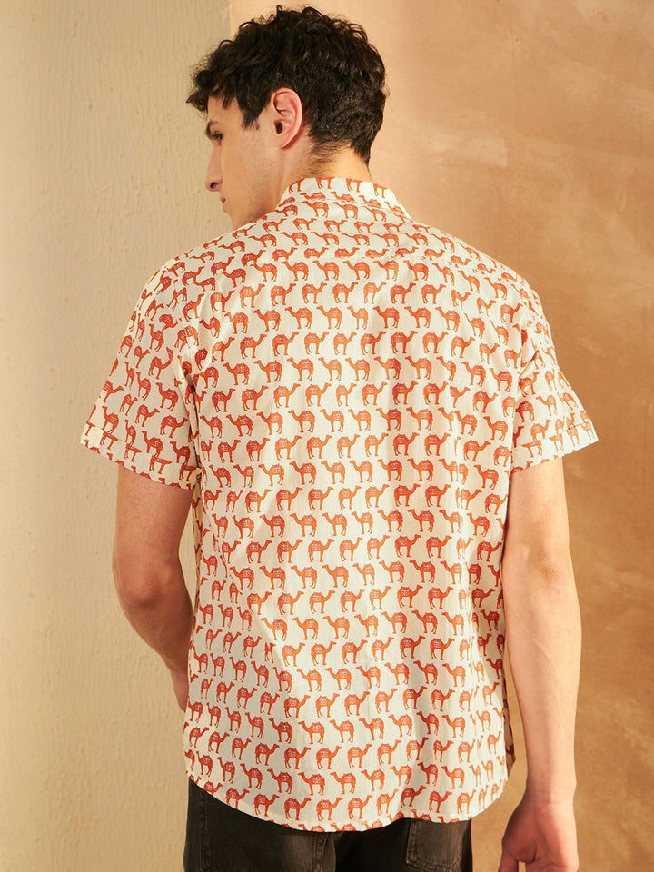 DENNISON Smart Ethnic Motifs Printed Spread Collar Cotton Relaxed Lightweight Shirt
