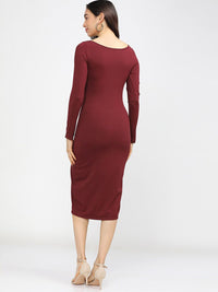 Chic oleh Tokyo Talkies Maroon Bodycon Midi Dress