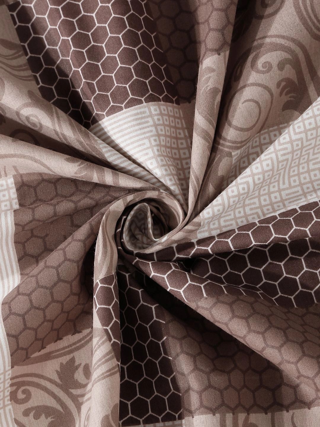 Moda Rapido X KLOTTHE Brown & White Geometric 400 TC Single Bedsheet with 1 Pillow Covers