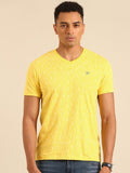Being Human Pure Cotton Abstract Printed V-Neck T-shirt