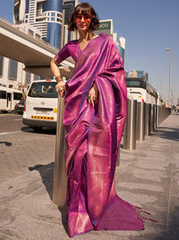 Saree mall Ethnic Motifs Zari Kanjeevaram Saree with Tassels