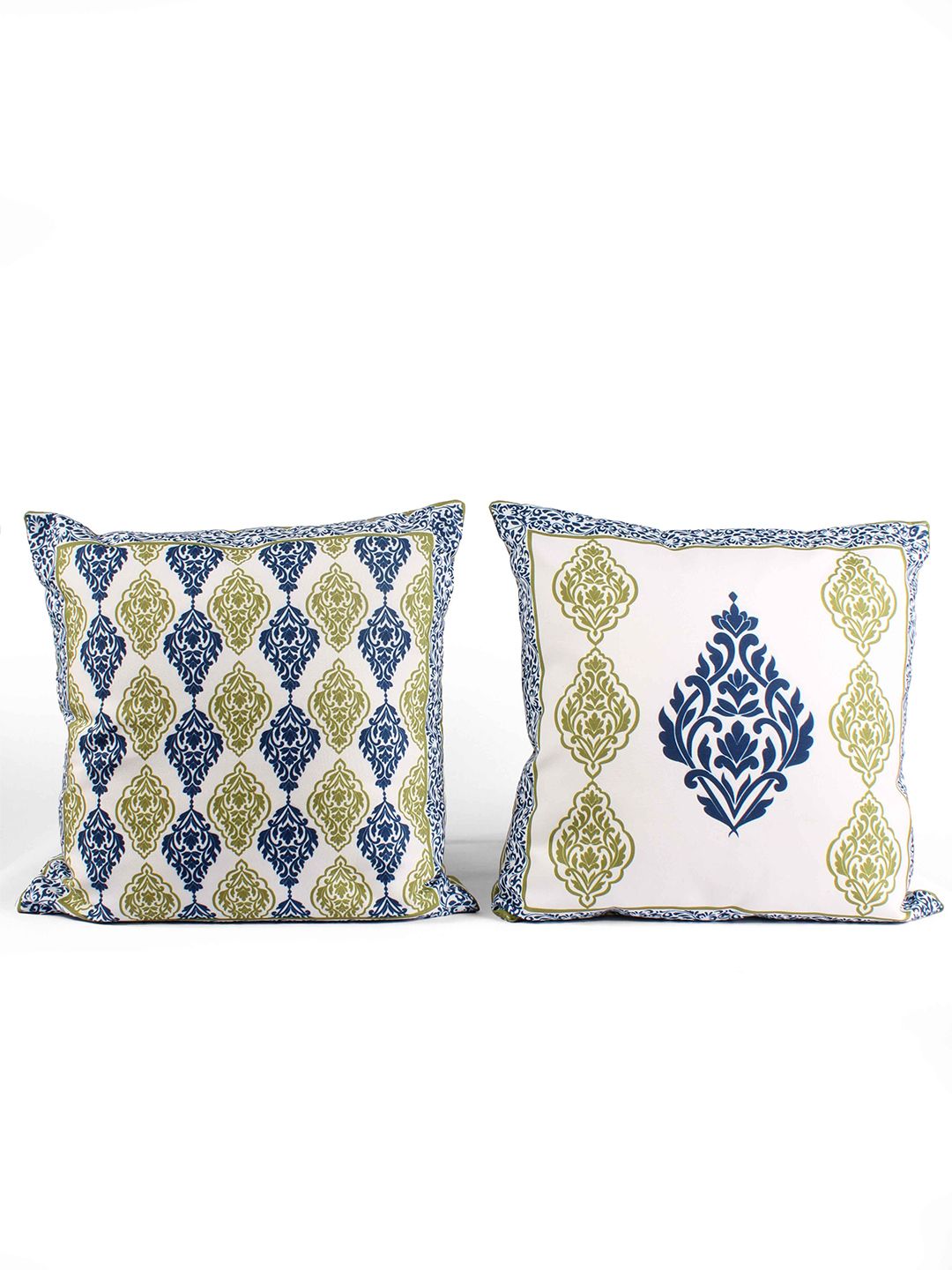 STITCHNEST White & Blue 5 Pieces Ethnic Motifs Square Cushion Covers