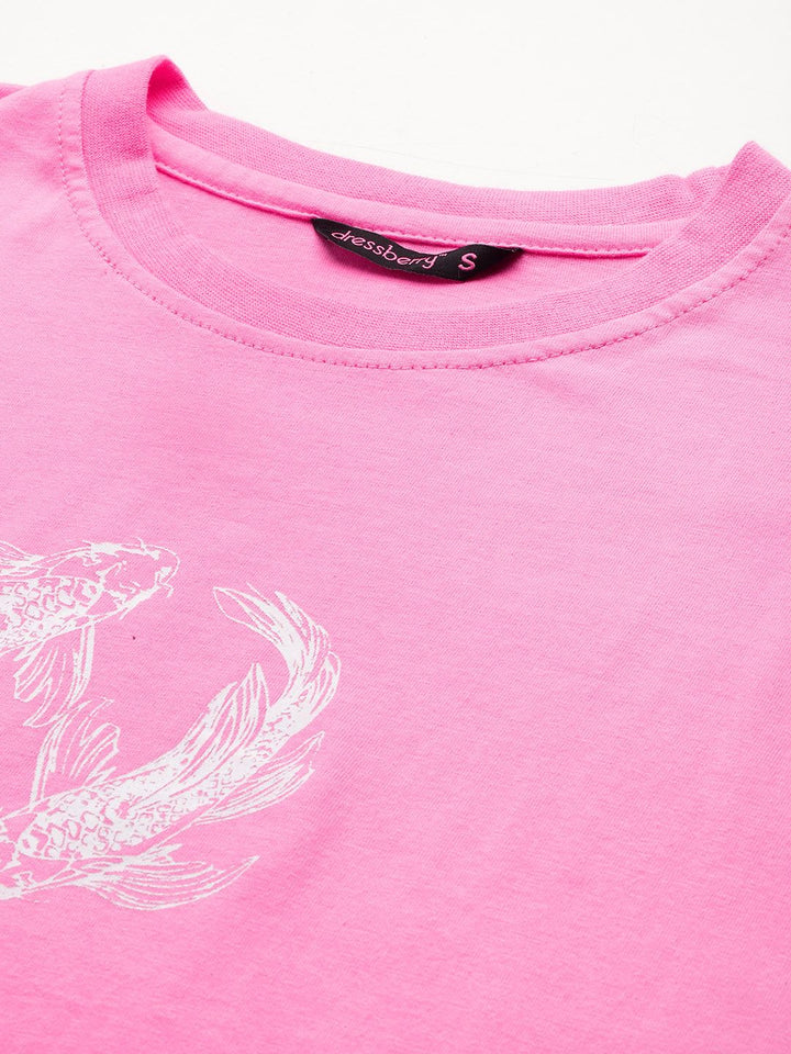 DressBerry Women Printed Pure Cotton T-shirt