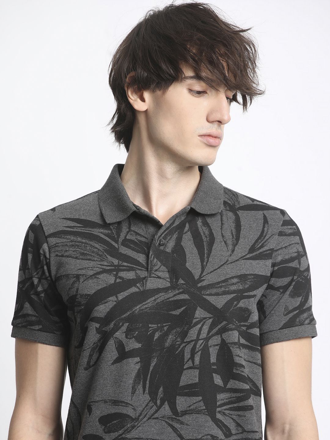 THE BEAR HOUSE Tropical Printed Polo Collar Pure Cotton T-Shirt