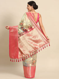 Silk Land Woven Kalamkari Art Silk Chanderi Digital Print Saree