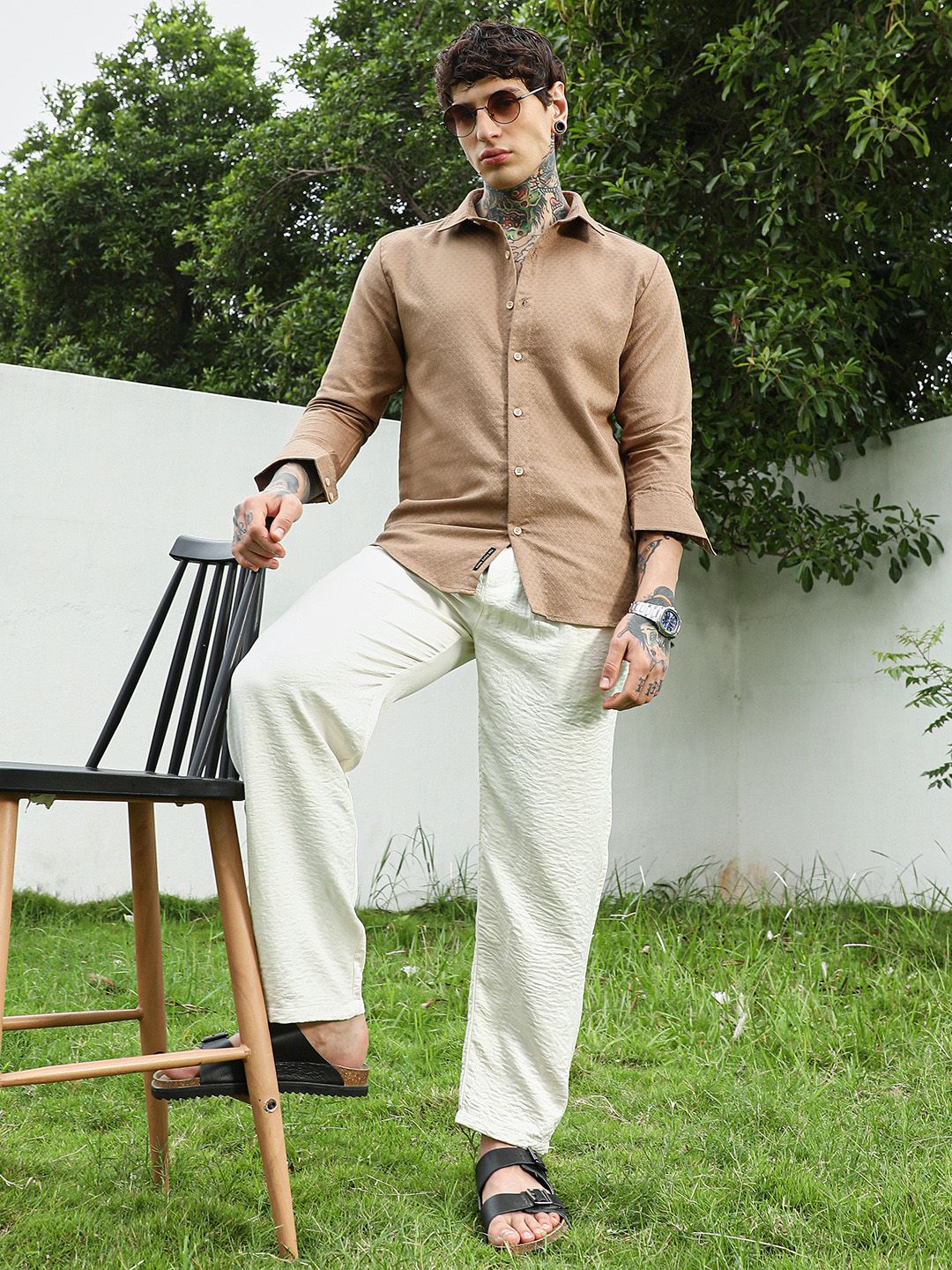 Campus Sutra Textured Casual Shirt