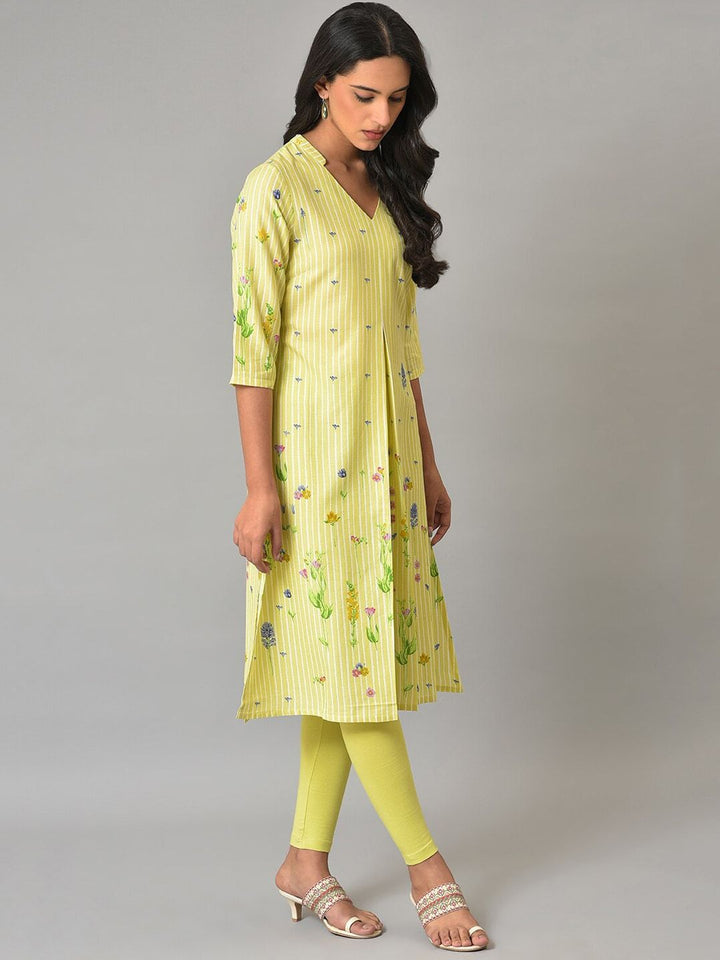 W Women Floral Printed Band Collar Kurta