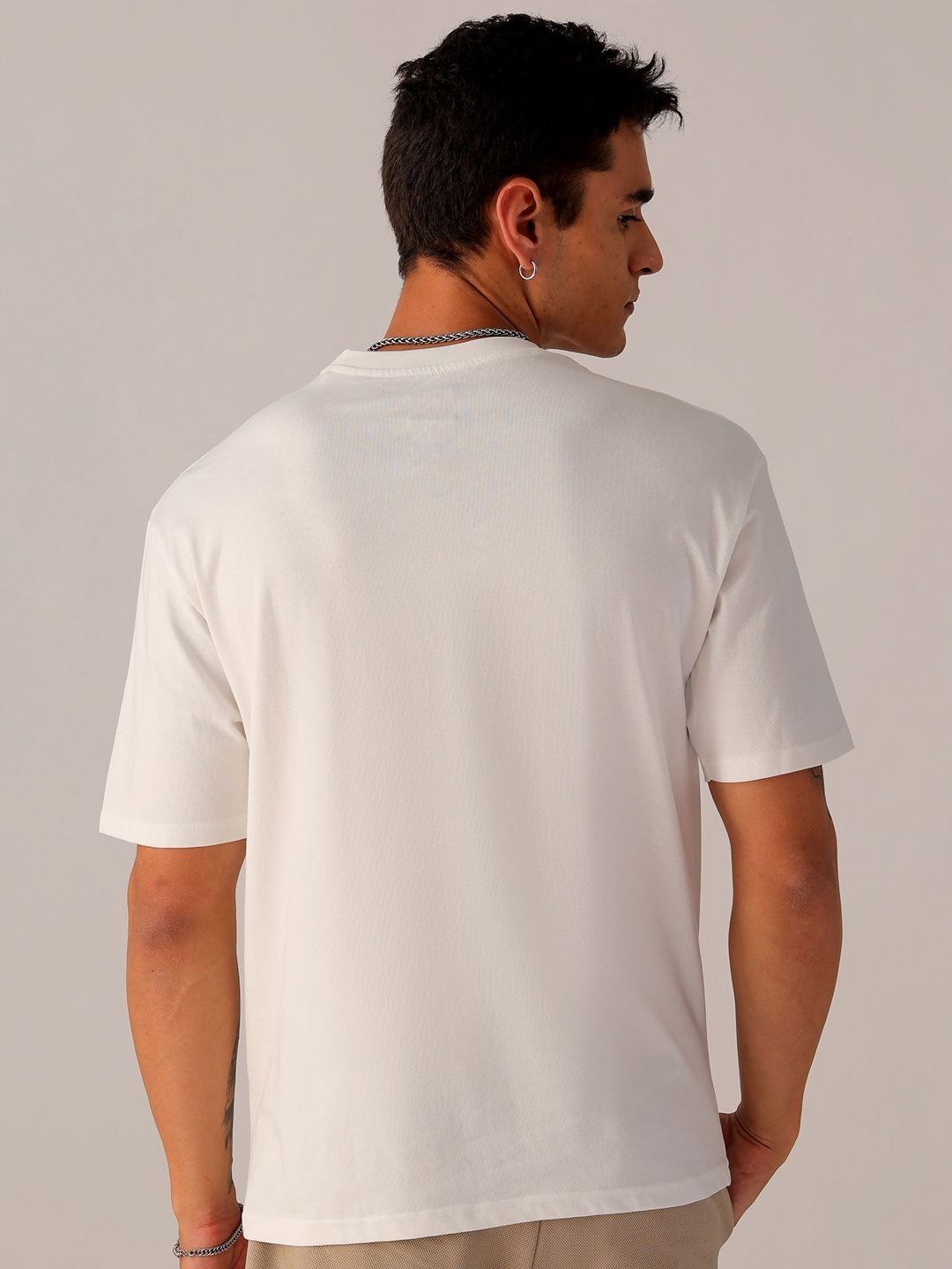 The Indian Garage Co Men Back Printed Boxy Oversized Pure Cotton T-shirt