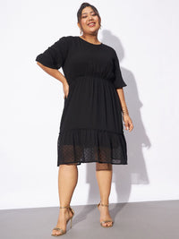 SASSAFRAS Curve Plus Size Round Neck Fit & Flare Dress