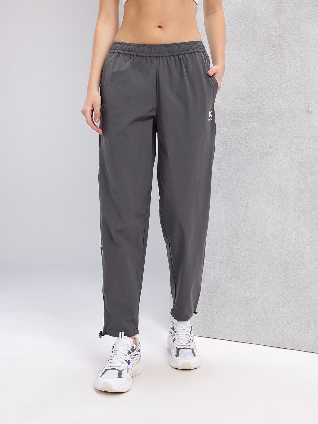 HRX by Hrithik Roshan Women Mid-Rise Rapid-Dry Training Track Pants with Toggle Hem