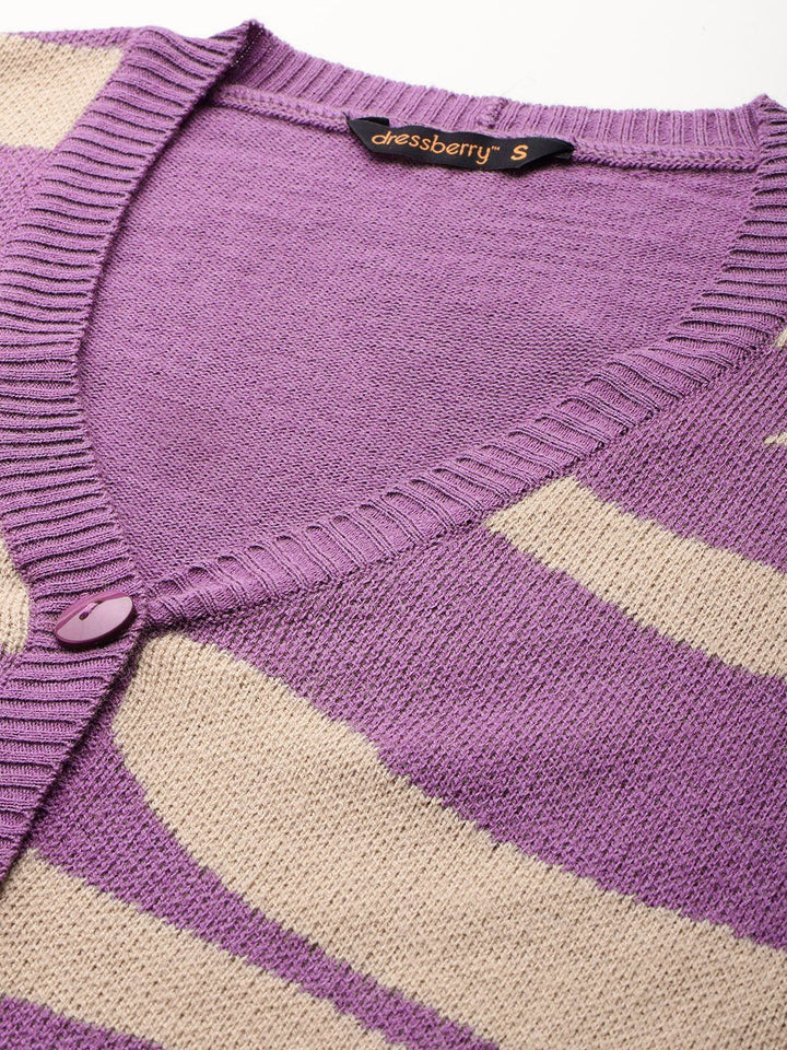 DressBerry Abstract Front-Open Sweater