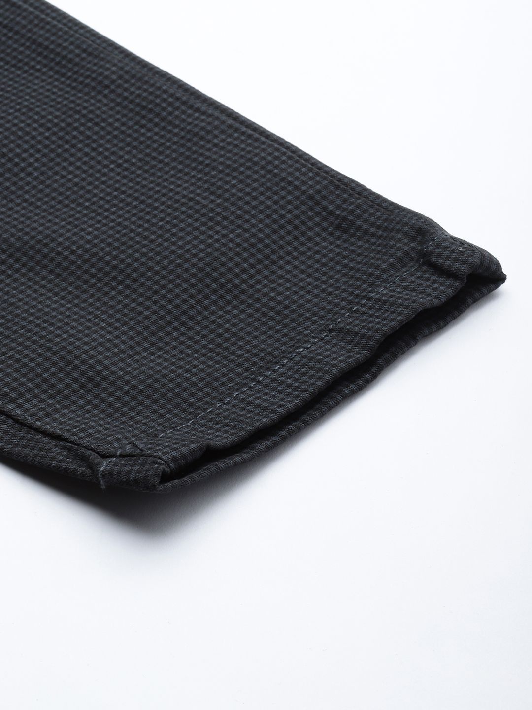 The Indian Garage Co Men Grey Checked Slim Fit Trousers