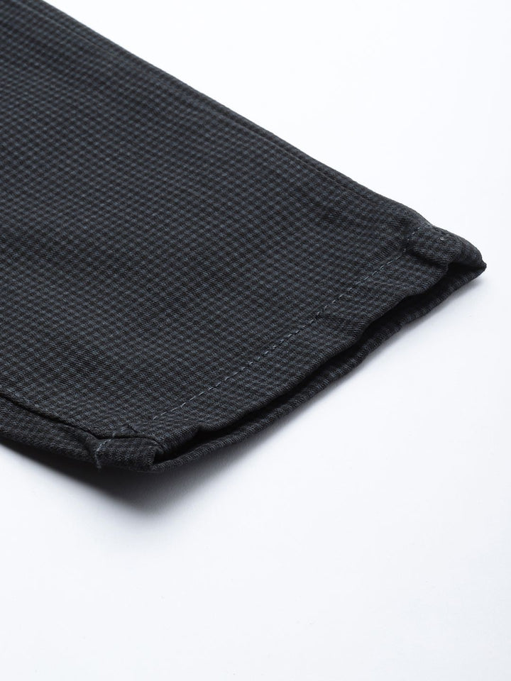 The Indian Garage Co Men Grey Checked Slim Fit Trousers