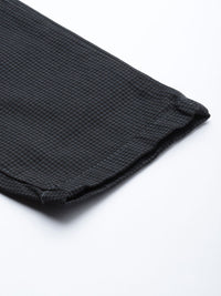 The Indian Garage Co Men Grey Checked Slim Fit Trousers