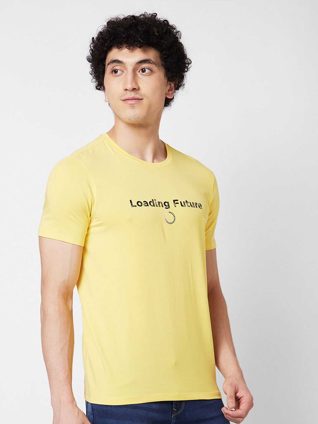 SPYKAR Typography Printed Cotton Slim Fit T-shirt