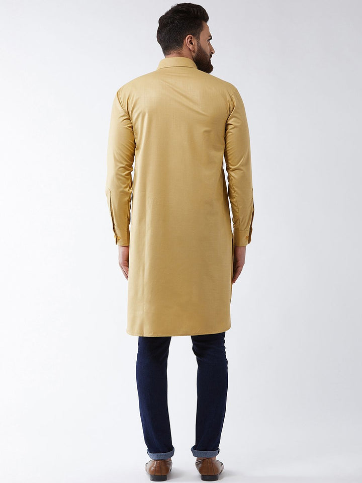 SOJANYA Men Gold-Toned Solid Pathani Kurta