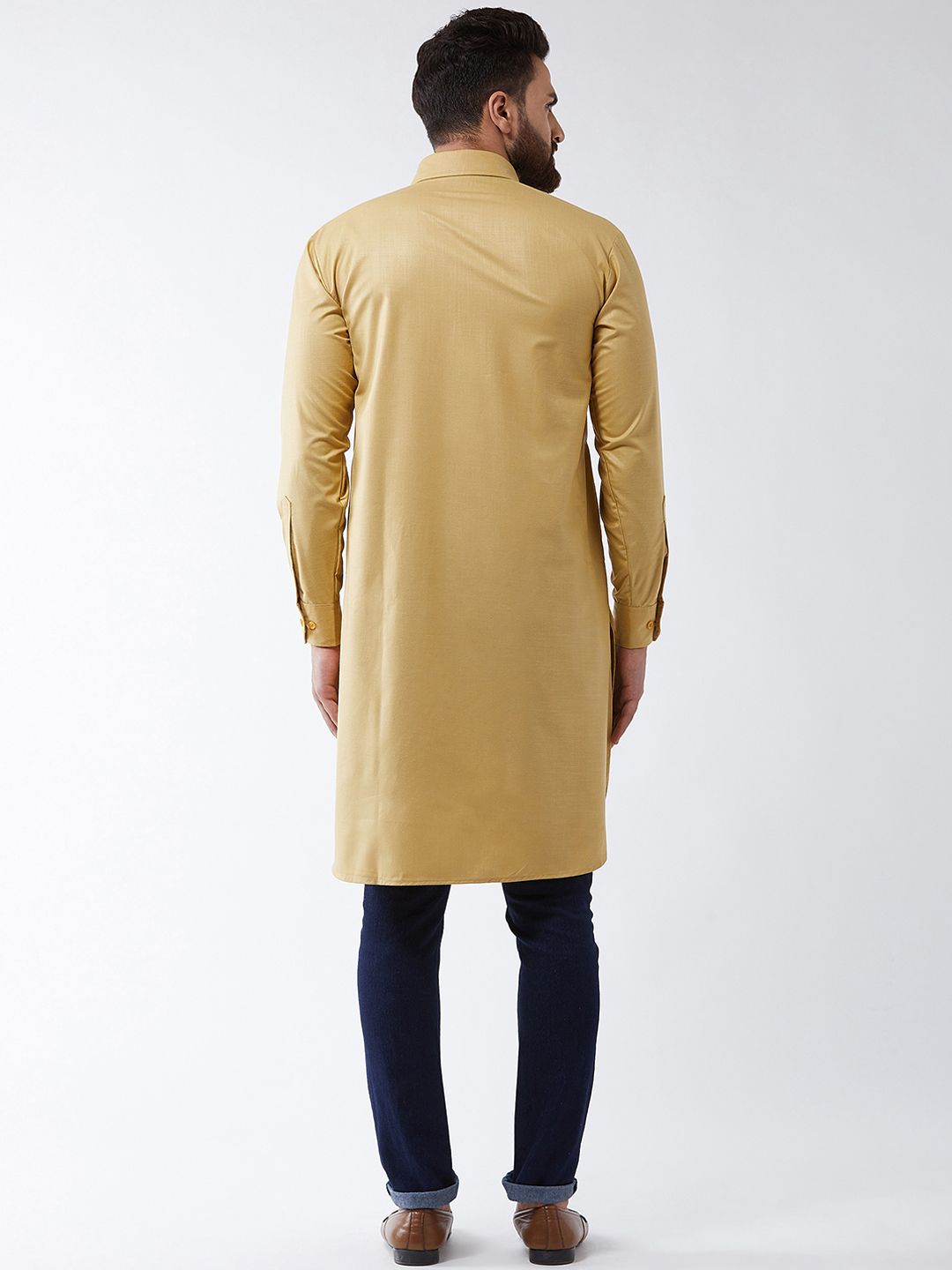 SOJANYA Men Gold-Toned Solid Pathani Kurta