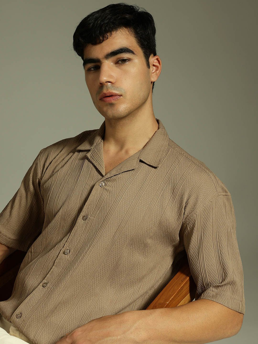 DENNISON Men Self Design Oversized Casual Shirt