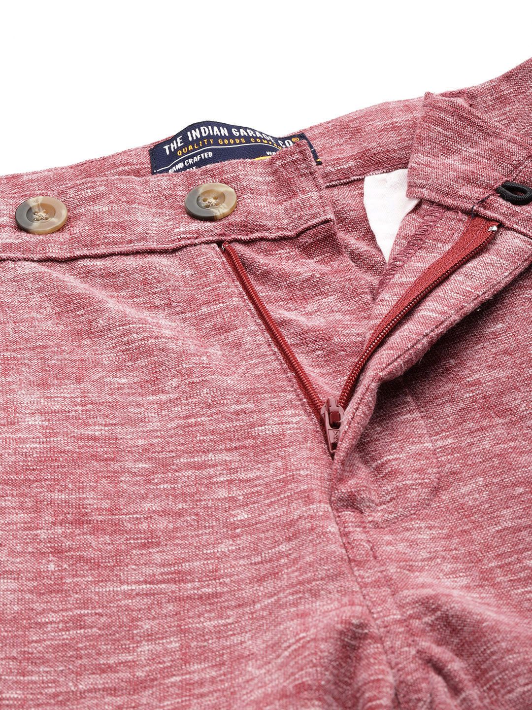 The Indian Garage Co Men Textured Slim Fit Chinos Trousers