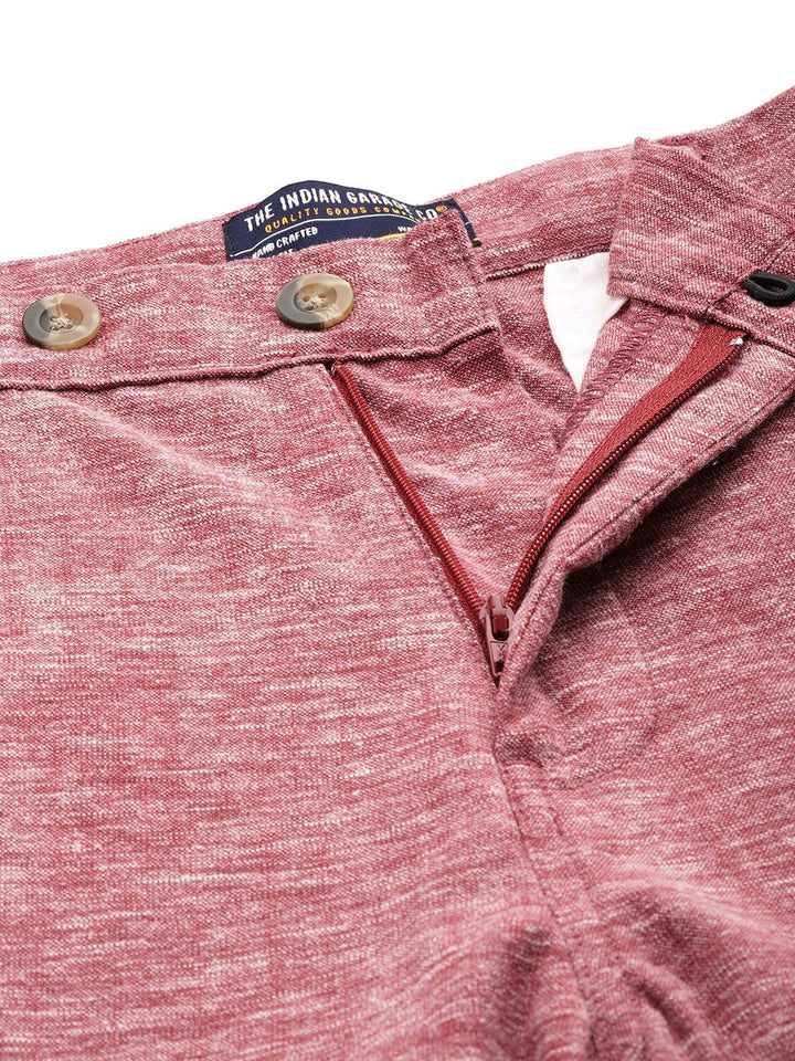 The Indian Garage Co Men Textured Slim Fit Chinos Trousers
