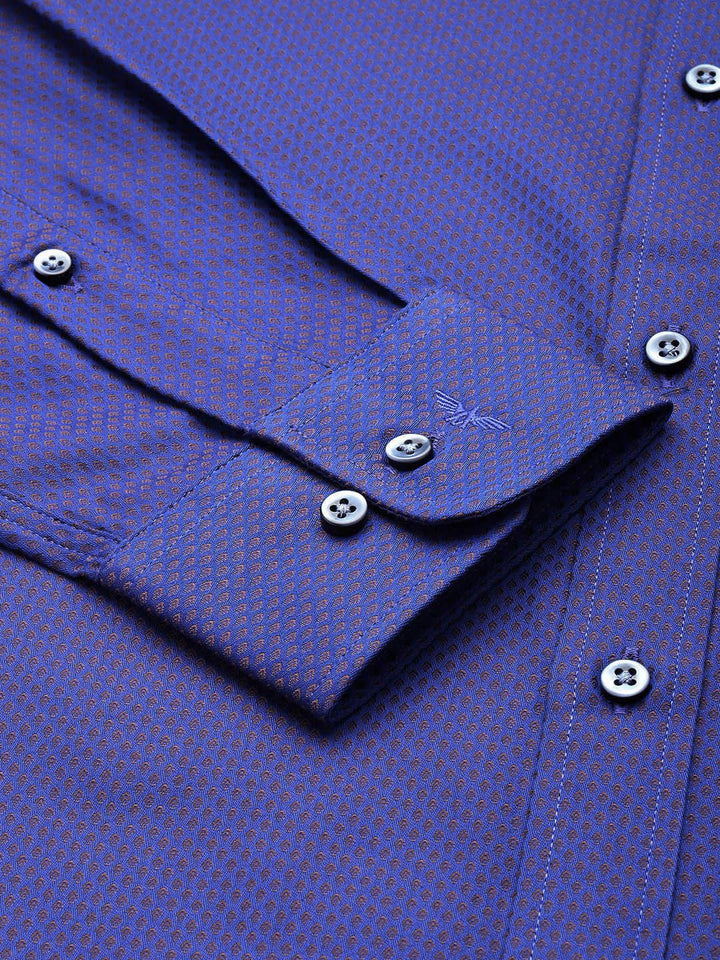 Park Avenue Opaque Self Design Textured Pure Cotton Formal Shirt