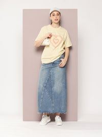 DILLINGER Women Printed Drop-Shoulder Sleeves Oversized Pure Cotton T-shirt
