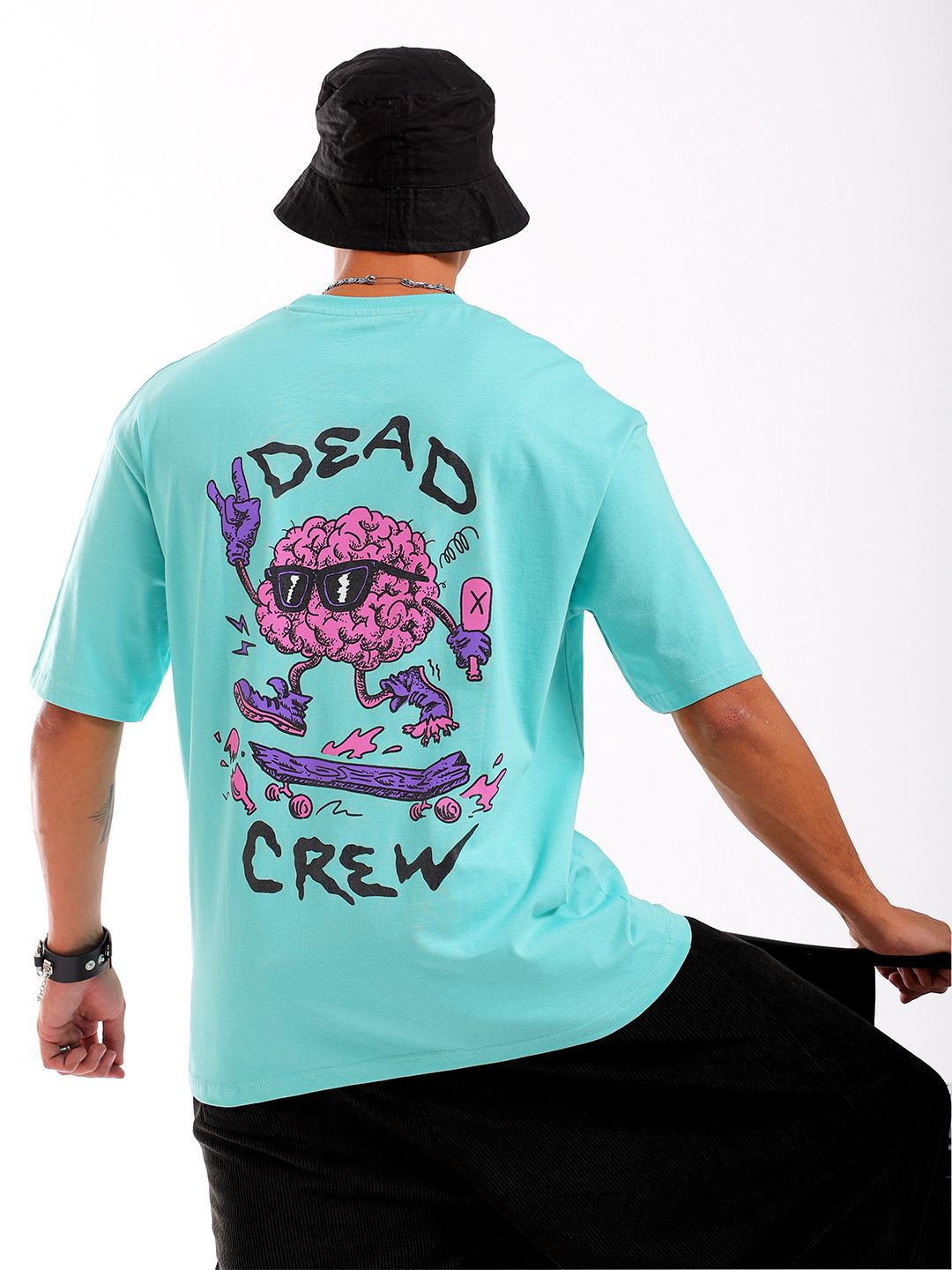 The Indian Garage Co Men Back Printed Round Neck Boxy Oversized T-shirt