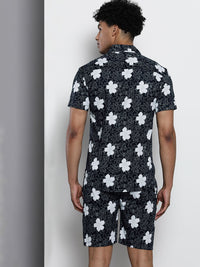 The Indian Garage Co Men Blue Floral Print Pure Cotton Night Suit
