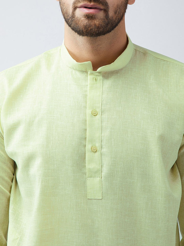 SOJANYA Men Lime Green Woven Design Short Kurta