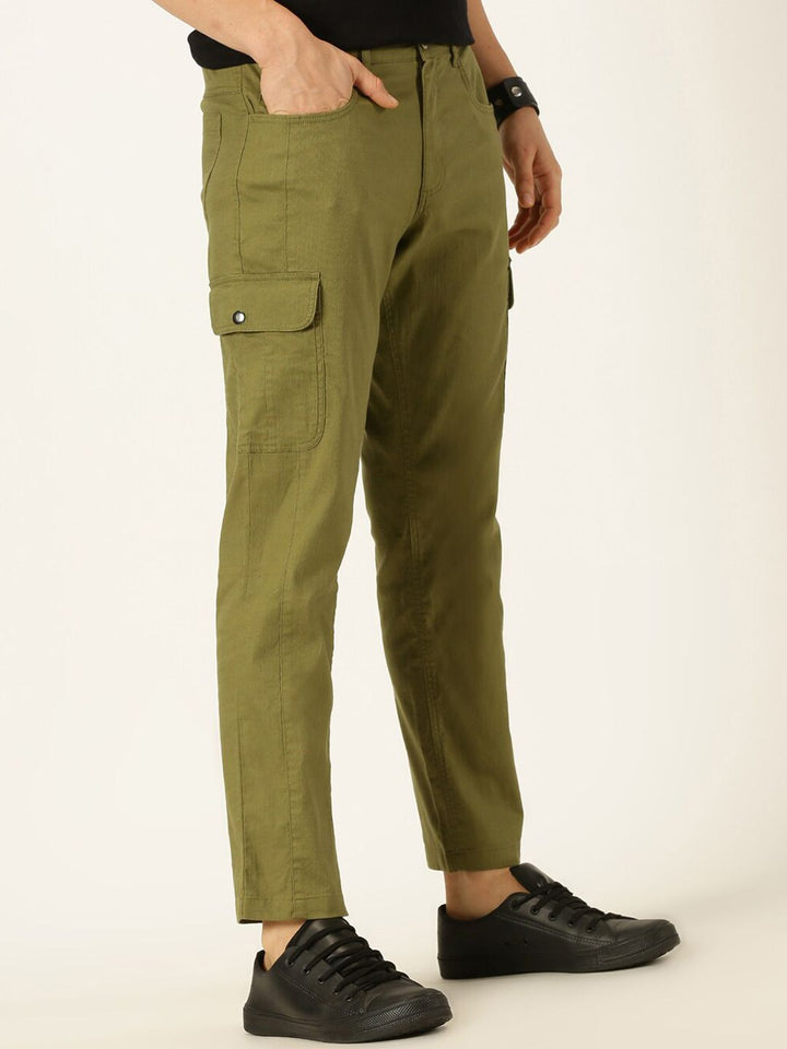 Thomas Scott Men Smart Slim Fit Linen Cotton Cargos Trousers