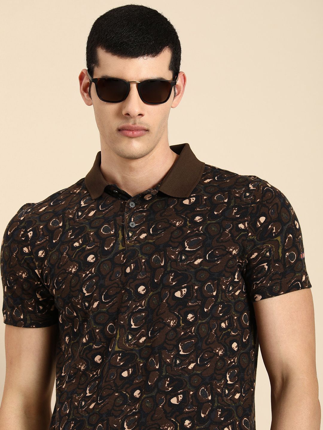 Being Human Clothing Men Printed Polo Collar Pure Cotton T-shirt
