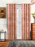 Cortina Set Of 2 Peach-Coloured & Black Velvet Room Darkening Door Curtain