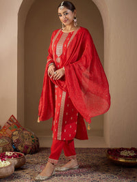 Indo Era Women Ethnic Motifs Embroidered Regular Sequinned Kurta with Trousers & With Dupatta
