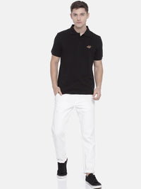 The Indian Garage Co Men Black Solid Polo T-shirt