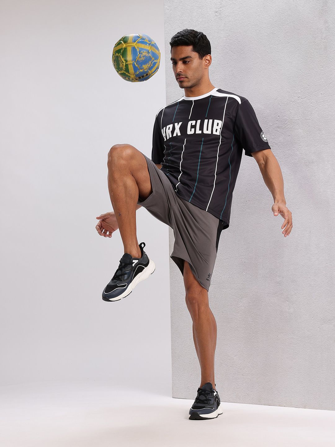 HRX by Hrithik Roshan Monochrome Printed Football Jersey