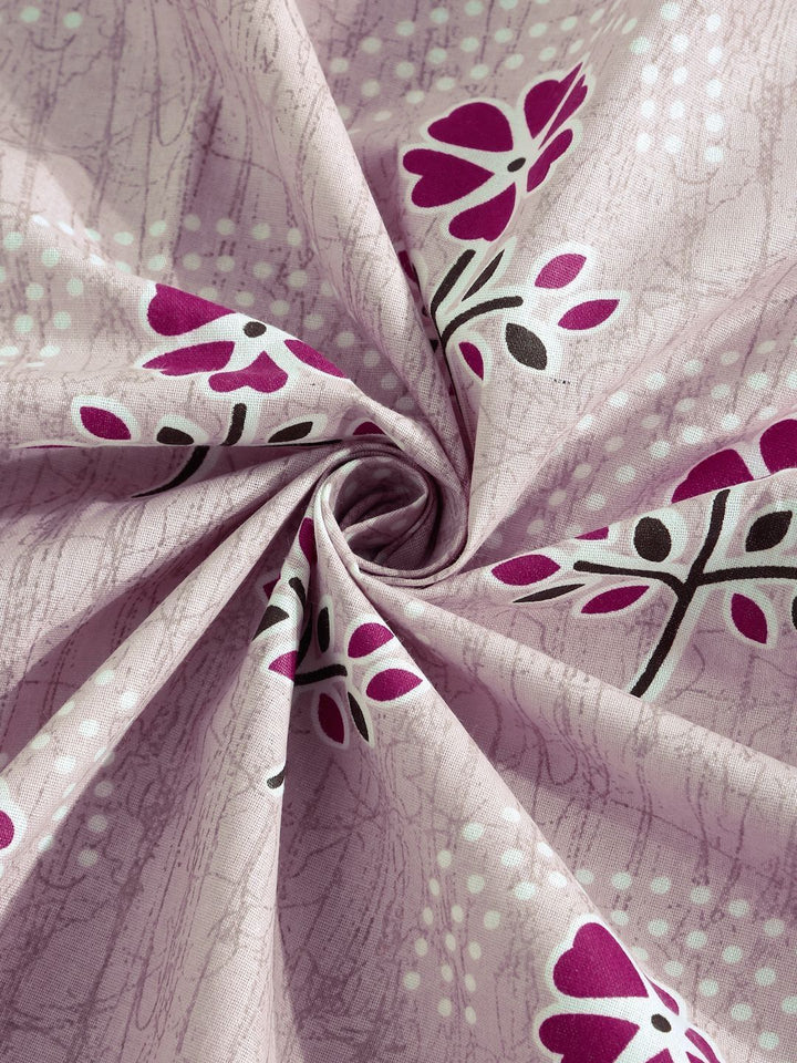 Myntra Elegant Homes Pink & White Floral 400 TC King Bedsheet with 2 Pillow Covers