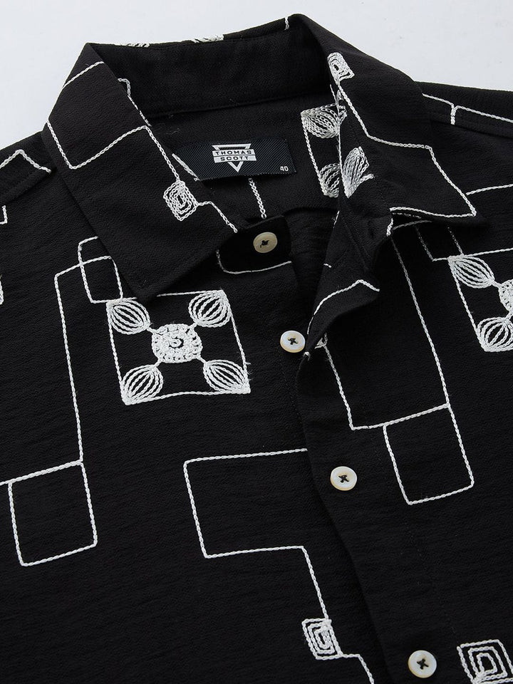 Thomas Scott Men Embroidered Regular Fit Casual Shirt
